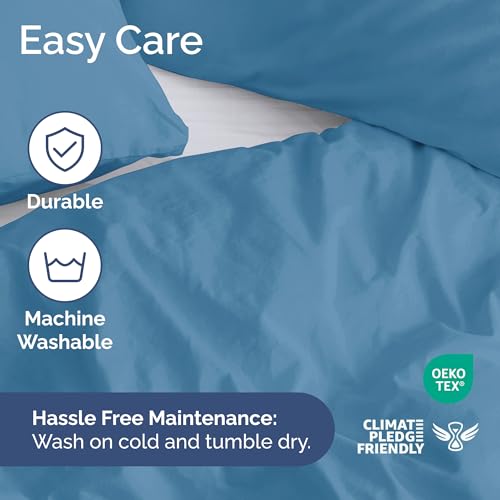 Image of Duvet Cover Cal King Size Set - Extra Soft Cal King Duvet Cover 104 inch x 98 inch with 2 Pillow Shams for Women, Men, Kids & Teens - Hotel Luxury w / Zipper Closures & Ties - Comfy & Breathable (Denim Blue)