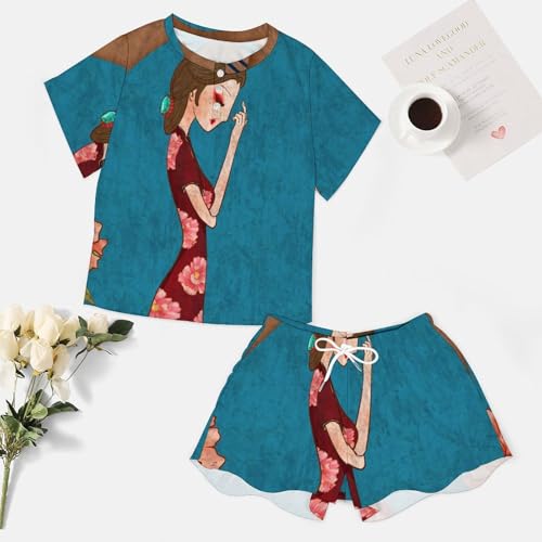 Ensemble de pyjama pour femme manches courtes idéal pour les nuits d'été douces - 7