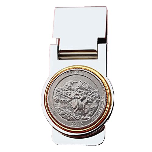 US 2012 Alaska Denali National Park Quarter Coin Hinged Money Clip - America the Beautiful