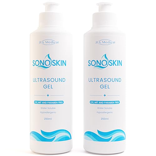 SONOSKIN Ultrasound Conductive Gel CIT MIT and Paraben Free - Pack of 2 250ml Bottles