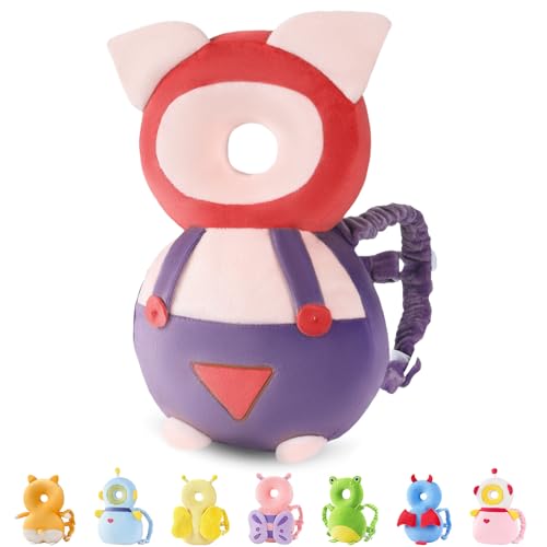 Image of JunNeng Baby Head Protector Backpack, Toddler Walking Fall Head Protection, Purple Pig