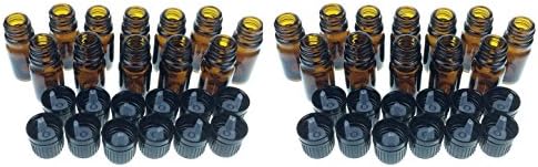 Wild Essentials 24 Pack of 10ml Amber Glass Bottles with Euro Dropper Caps - Great for Essential Oils, Perfumes and DIY Aromatherapy - Easy to Fill, Clean and Reuse - Protective and Durable