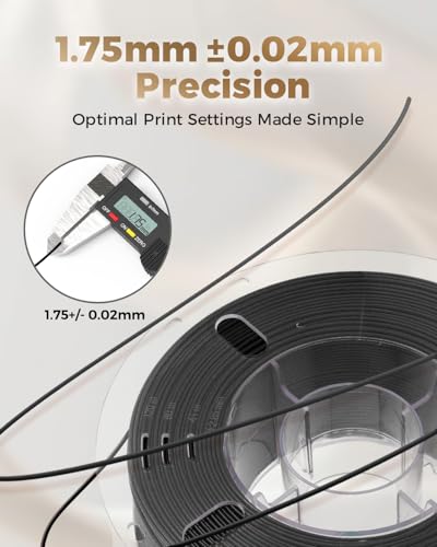 Image of VOXELAB Silk+ PLA Filament 1.75mm, Shiny Chrome-Like Finish with Enhanced Layer Adhesion, 1kg (2.2lbs) for Most FDM 3D Printers, Smooth & Flawless Printing(Black)
