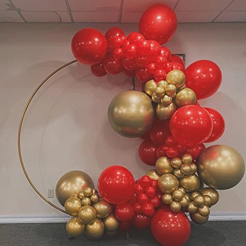 Dkcpisco Red Gold Balloon Garland Arch Kit - 122Pcs 18/12/10/5In Red And Gold Balloons With Red Gold Confetti Balloons For Christmas Mother's Day Valentines Wedding Birthday Party Decorations #TOP5