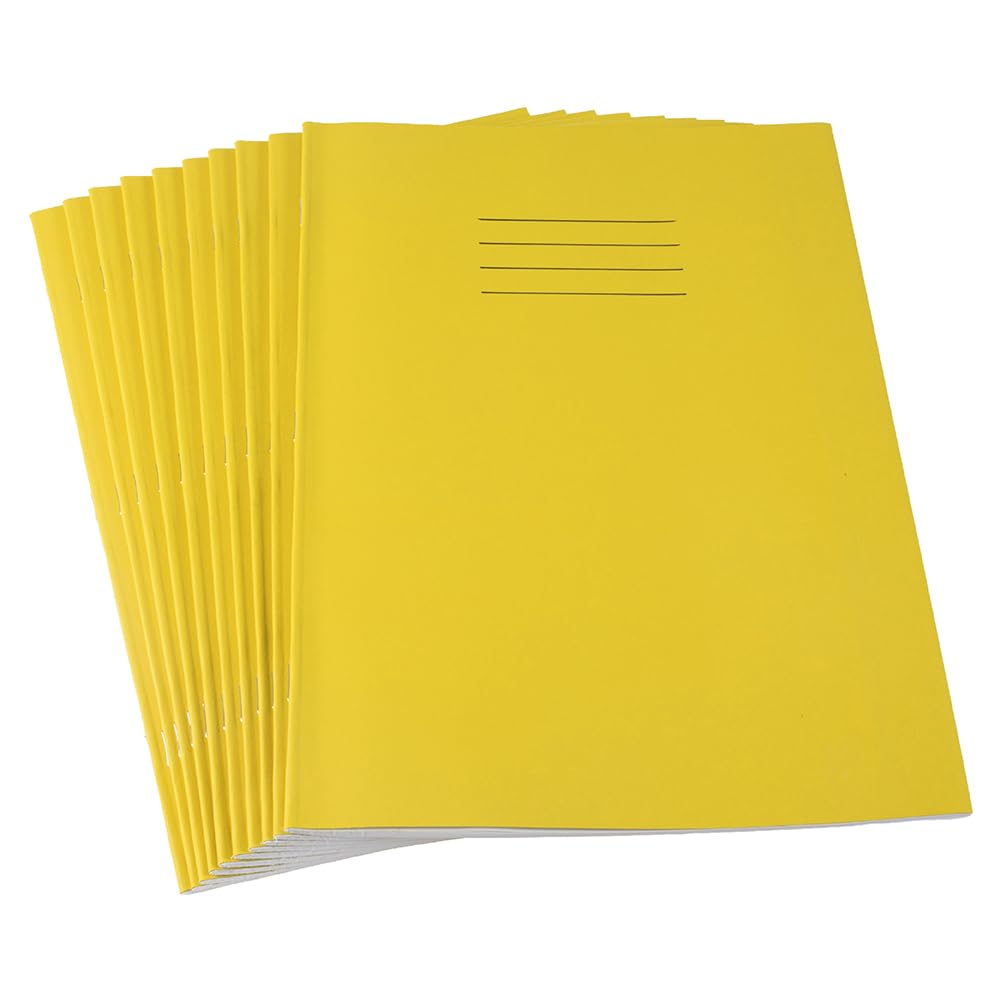 Hamelin A4 Exercise Books, 48 Pages, Yellow, Pack of 10 for School, 8 mm Ruled and Margin