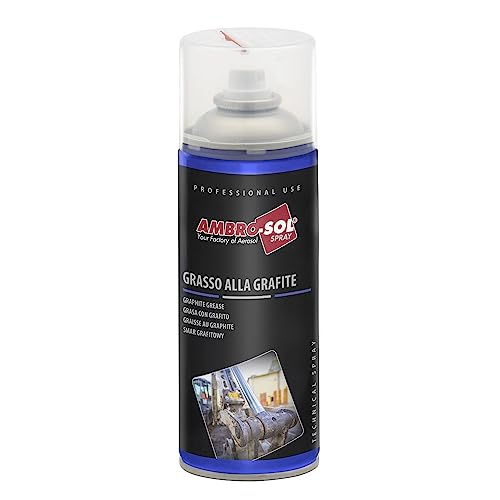 Ambro-Sol - G019 Grasso Spray Alla Grafite Nero, Lubrificante Ideale Per Macchine Terra, Agricole, Edili, Bomboletta Spray In Banda Stagnata 100% Rici