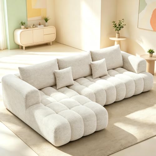 Aivermeil Ecksofa L Form Ecksofa mit Schlaffunktion 275cm Weiß