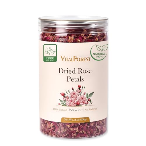 Dried Rose Petals Edible, 2.1oz (60g) Food Grade Rose Petals