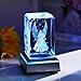 YWHL 3D Crystal Guardian Angel Figurine with Colorful Light Base, Laser Engraved Glass Angel Gifts, Collectible Figurines