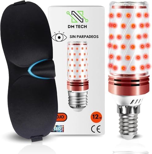DM TECH PACK Luz Roja Nocturna Melatonina Rosca E14 + Antifaz par...