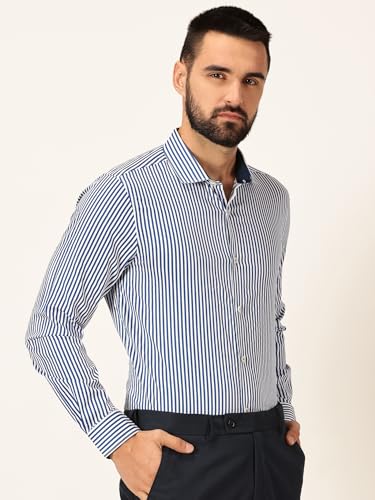 Image of Thomas Scott Men's | Stripes | Full Sleeve | Slim Fit | 100% Cotton | Cutaway | Formal Shirt