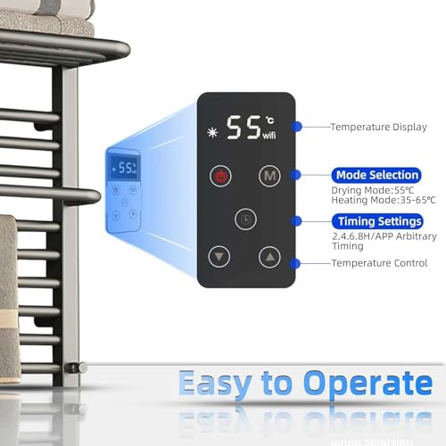 Sèche-serviettes électrique connecté salle de bain 490W minuterie télécommande