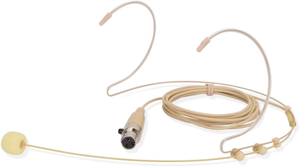 YXG Beige Microphone Headworn Earset Over Ear Hanging Mic Low Profile Light-Weight Compatible with AKG Wireless System Bodypack Transmitter,with 1.45m Cable Mini XLR Plug