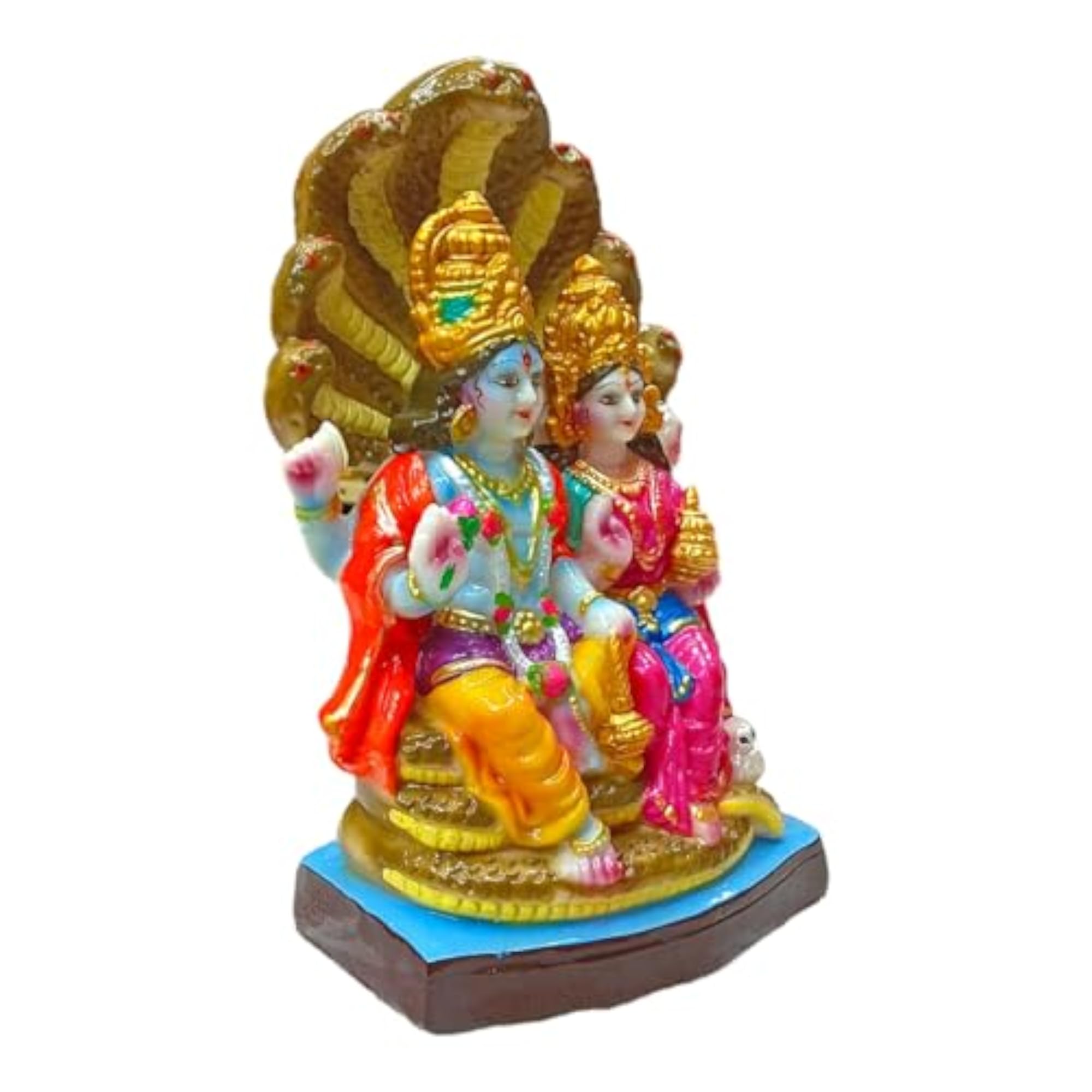 Handcrafted Lakshmi Narayan Idol in Marble Dust, 5.5 Inch