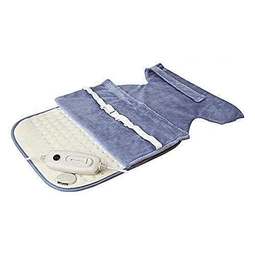 FM Manta Elã‰Ctrica Cervical CS-101 100W 6 Niveles Temperatura AUTOAPAGADO Display Digital Funda Lavable 6040CM Cama, Azul y Blanco, 60x40x5 cm