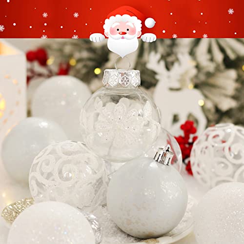 60mm/2.36inch Clear Christmas Ornaments, 30ct Shatterproof White Christmas Tree Ornaments Set Transparent Hanging Balls with Stuffed Decorations for Halloween Thanksgiving Xmas Wedding Party Home