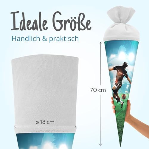 5. Bild von itenga Schultüte 70cm groß rund Fußball Einschulung Schulanfang - Zuckertüte für Jungen und Mädchen