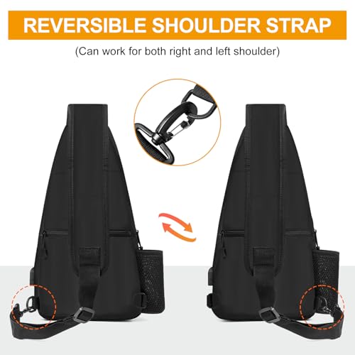 HUNTVP Taktische Brusttasche Herren Sling bag Militär Schultertasche Umhängetasche Tactical Chest Bag MOLLE Crossbody Bag für Alltag Reisen Wandern Camping (Schwarz)