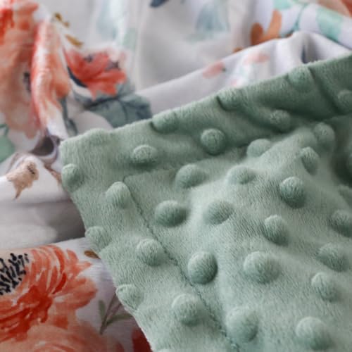 Image of BORITAR Baby Blankets Super Soft Plush Mink Fabric for Girls Boys, Elegant Multicolor Floral Receiving Blankets with Double Layer Dotted Backing for Newborn Toddler, 30 x 40 Inch