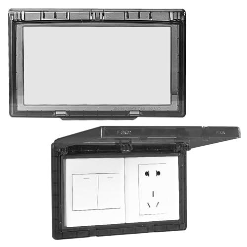 2 Pezzi Coperchio Presa Elettrica, Tipo 86 Ultrasottile a due Posizioni, Copertura Impermeabile e Antispruzzo Copriprese, Presa Flip-Top Copripresa, Adatta per Bagno, Casa, Esterno, Ecc (nero)