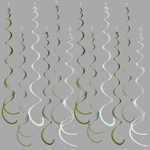 36Pcs Vert Sauge Tourbillonnantes Guirlande Décorations de Fête Vert Olive Feutre Suspendue...
