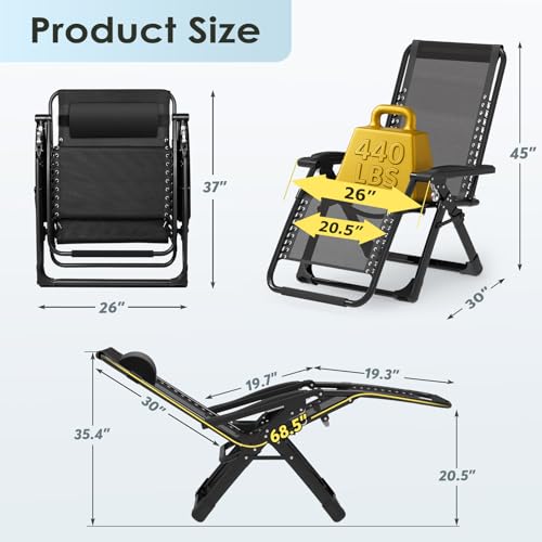 image for Suteck Zero Gravity Chair, Reclining Camping Lounge Chair w/Removable 