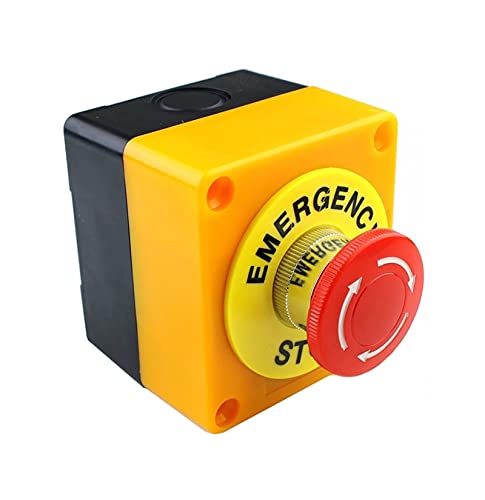 Bouton de poussoir de champignon d'urgence AC 660V 10A boîtier plastique noir et jaune