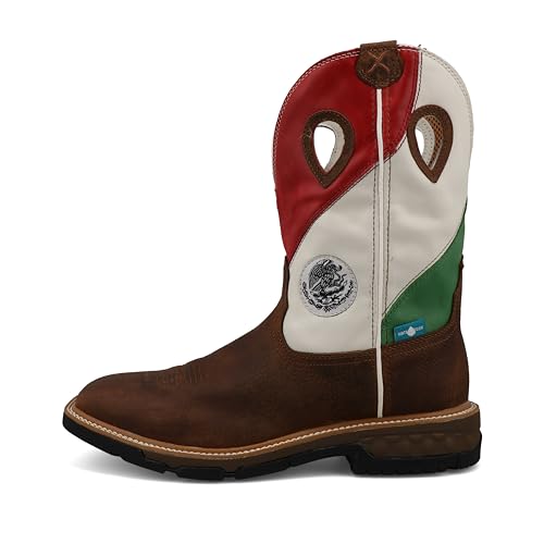 Image of Twisted X Men's 11 inch Western Work Boot, Square Toe with CellStretch, Copper Brown & Multi, 10 EE