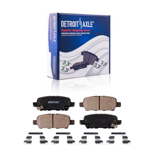 Image of Detroit Axle - Brake Kit for 2011-2017 Nissan Quest Drilled & Slotted Brake Rotors and Ceramic Brakes Pads 2012 2013 2014 2015 2016 Replacement: 11.4'' Front and 12.13'' Rear Rotors