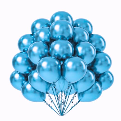 Image of Wanna Party Blue HD Chrome Balloons Pack Theme Kids Birthday Decoration /Anniversary Balloon for Parties (Made in India, 9 inch, Blue, (Pack of 50)