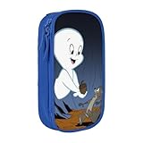 キャスパーのクリスマス（1） ペンケース ペンポーチ ペンバッグ 筆箱 ポーチ 部品袋 化粧ポーチ 文房具 筆記用具 収納 小物入れ 小学生 高校生 オフィス 二階建て 帆布 多機能 大容量 男女兼用 Blue