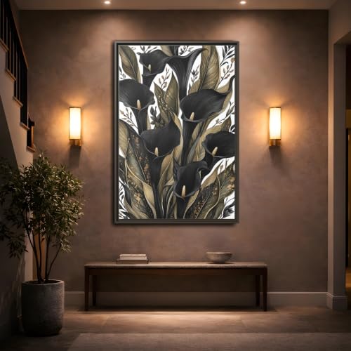Toile Calla Lily noir et or décoration murale salon de 60x90cm - 2