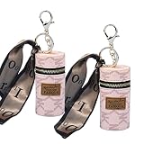 Voitead 2Pcs Lipstick Organizer, Luxury PU Leather Lip Gloss Bag, Mini Case with Keychain, Girls tra