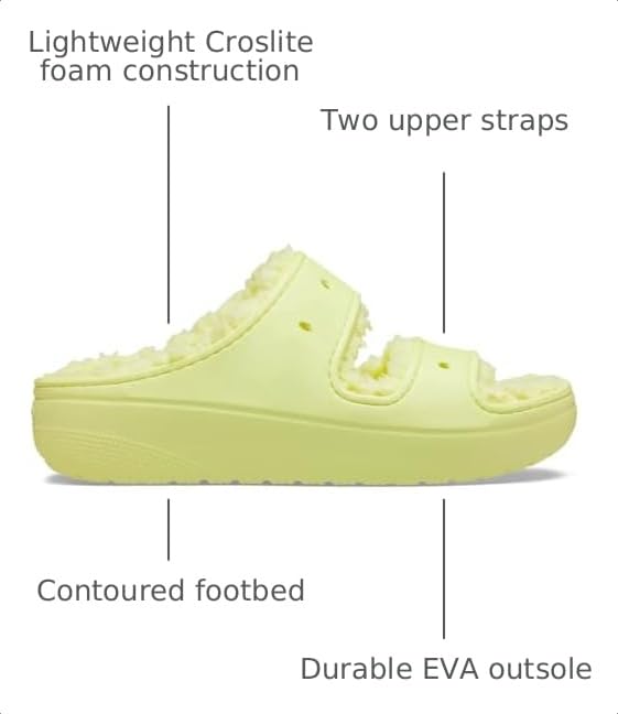Image of Crocs Unisex-Adult Classic Cozzzy Sandals, Fuzzy Slippers and Slides, Sulphur, 9 Men /11 Women