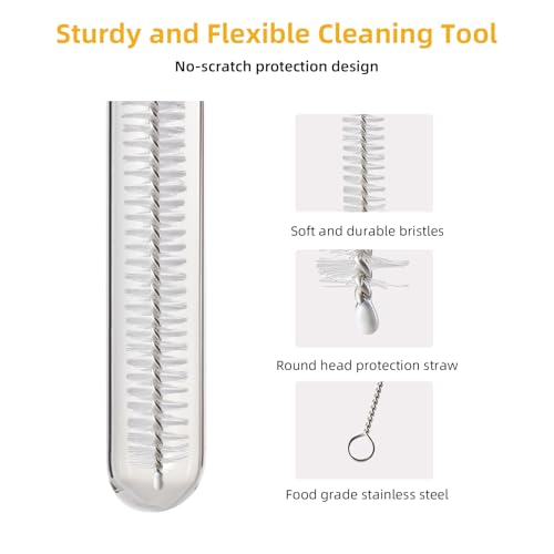 Image of Straw Cleaner Brush Kit 10 pcs, 8 inche Extra Long Sizes of Straw Brushes for 40 /30 /20 /14 oz Stanley Mug, Water Bottle, Sippy Cups, Pipes, Stainless Steel Drinking Straws, Tubes