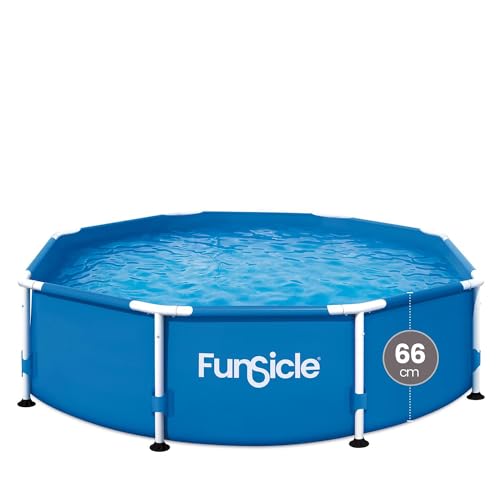 Funsicle 8ft x 26in Above Ground Activity Pool Outdoor Round Swimming Pool Ideal for up to 4 people Family Pool Includes Repair Patch 2.44m x 66cm - Blue