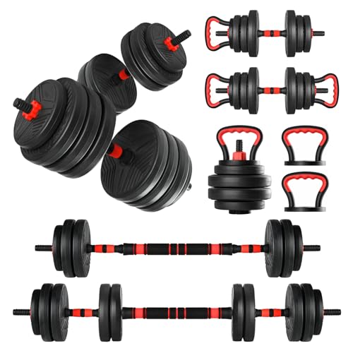 5 In 1 Adjustable Dumbbells, 20/30/40/90 Lbs Weight Optional Set - Dumbbell Set, Can Be Used As Barbell, Kettlebell, Push-up Rack, Weight Plates - Suitable For Home Gym Fitness Workout, Suitable For Men/women, Valentine's Day Gift (110LBS(50LBS Pair))