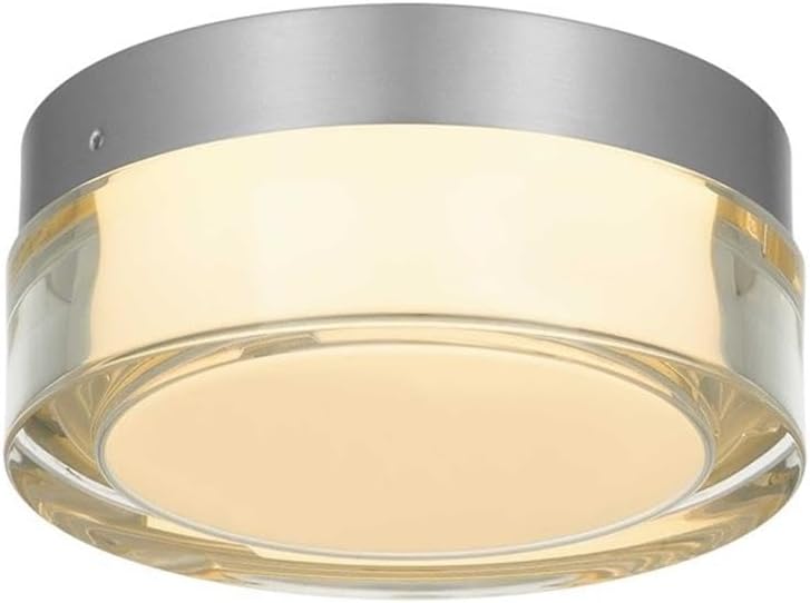 BOWERY HILL Modern Stainless Steel Outdoor LED Flush Mount, 6-Inch Silver Finish, Acrylic Diffuser, 3-CCT Adjustable Lighting, Wet-Rated Fixture for Porch or Indoor/Outdoor Use
