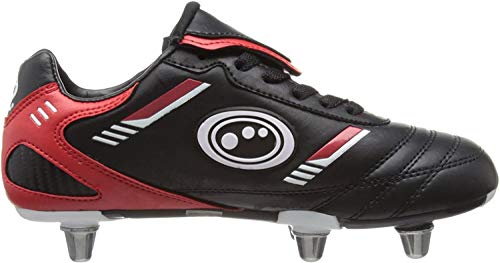 Optimum Tribal - Bota de Rugby Junior, color Negro/Rojo (Black/Red),talla 39 EU