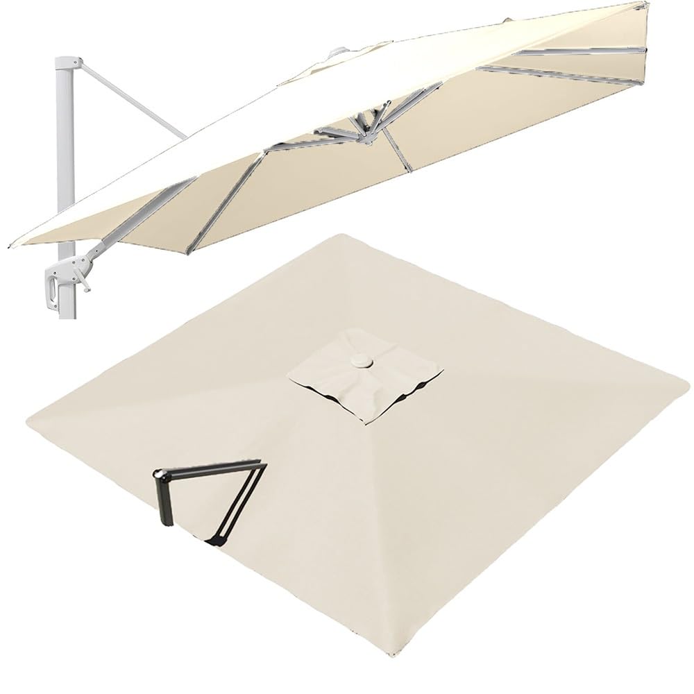 Ombrello rettangolare da giardino 300 x 400 cm Tenda parasole di ricambio per ombrellone a sbalzo 8 doghe, tessuto di ricambio per ombrellone da tavolo (beige, 4x3m (13x9,8 piedi