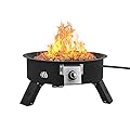Onlyfire Outdoor Propane Fire Pit - 19 Inch Portable Height Adjustable Gas Firebowl with 8.8 Lbs Lava Rocks - Smokeless Firepit for Camping Bonfire Picnic Backyard - 58,000 BTU Auto-Ignition
