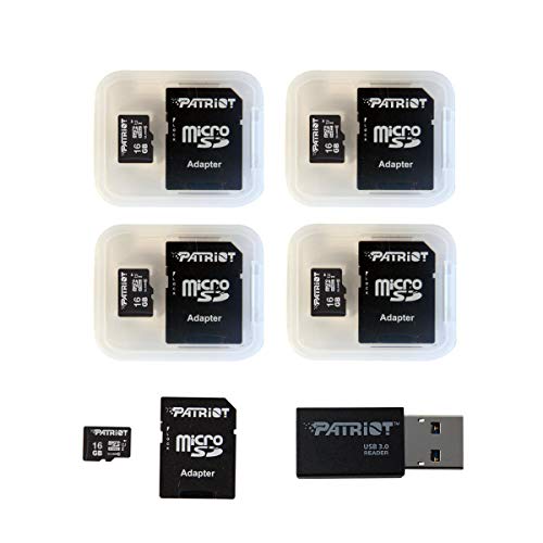 Patriot Memory 16GB Micro SDHC, 5 Pack with Card Reader (PSF16GMCSD5PKCM)