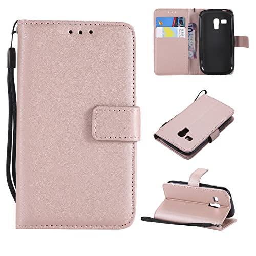 LGZADD for Samsung Galaxy S3 Mini Case, for Samsung Galaxy S3 Mini Wallet Case,Card Slots Stand Magnetic Closure, Protective PU Leather [Shockproof TPU] Flip Cover w Wrist Strap Lanyard(Rose Gold)