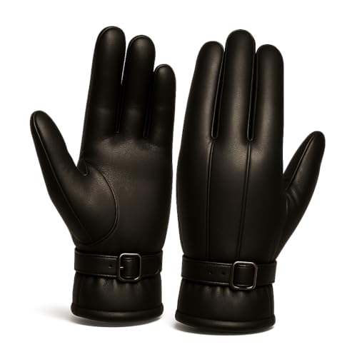 Image of TLN Genuine Leather Gloves for Men | Premium Soft Driving, Biking & Winter Gloves, Warm, Stylish & Durable Hand Gloves for Outdoor & Daily Use