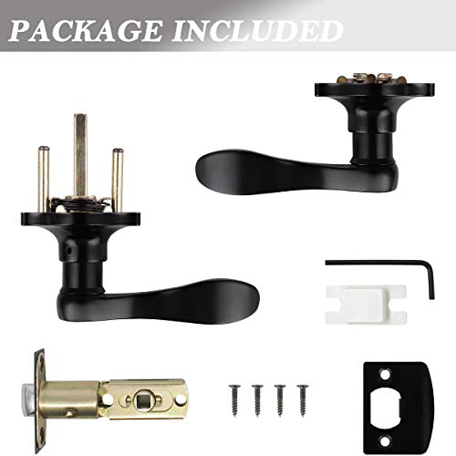 Knobelite 1 Pack Camelot Trim Hall And Closet Lever Passage Door Lever, Keyless Door Lock For Right/Left Handed Reversible Interior Door Handle With Wave Style In Black #TOP6