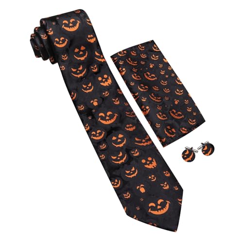 Image of Barry.Wang Man Tie Sets Skull Ties Animal Extra Long Necktie Silk Woven Handkerchief Cufflinks Festival Party Gift