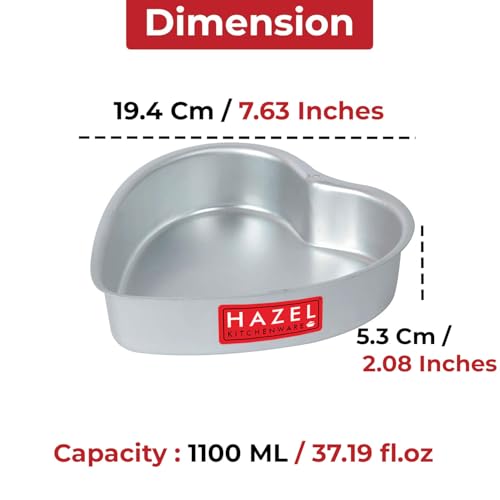 Image of HAZEL Aluminium Heart Shape Cake Mould 7.5 Inch | Cake Mould Microwave Oven OTG Cooker Baking Heart Aluminium Tray Tin