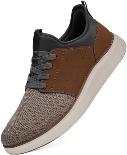 Image of YOLARK Men Casual Dress Shoes Fashion Sneakers Lightweight Breathable Laceless Walking Shoes Gym Tennis Athletic