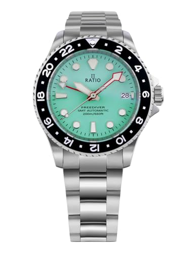 Image of RATIO FreeDiver Diver Watch Sapphire Crystal GMT Rotating Bezel Automatic 200M Water Resistant Dive Watches for Men