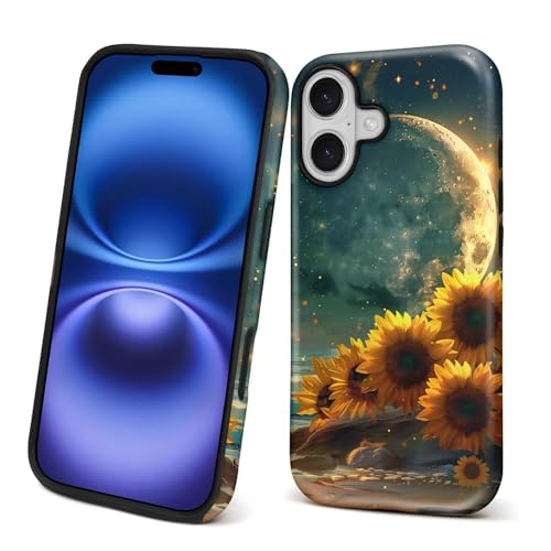 Coque pour PT 17 lune dorée et tournesol en silicone liquide mat